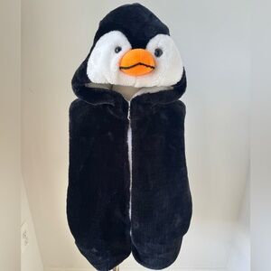 KIDS | Penguin Hooded Plush Vest | Size Small